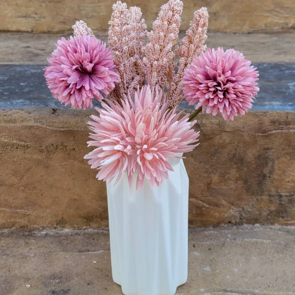 Handmade Pink Flowers Arrangement With Vase Home Office Kitchen Baby Room Decor